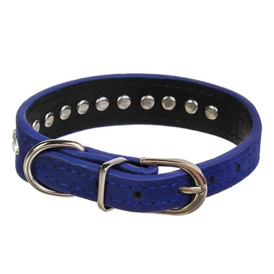 Ошейник «Бархат и стразы», 31×1.3/2 см, ОШ 22-28 см, синий