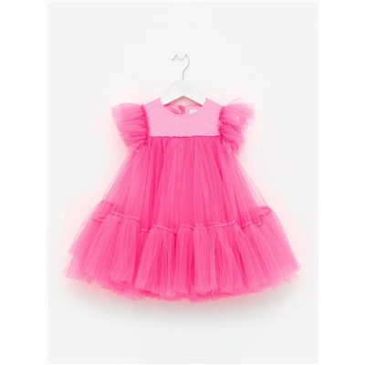 Платье нарядное для девочки KAFTAN, с пышной юбкой, рост 86-92, ярко-розовое