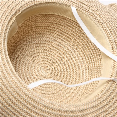 Шляпа женская с бантом MINAKU, светло-коричневая, размер 58, целлюлоза