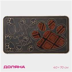 Коврик придверный Доляна «Лапка», 40×70 см, МИКС