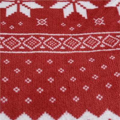 Плед флисовый 150х200 см Красный с белыми снежинками / GP611-4 /уп 100/ 696142 новогодний