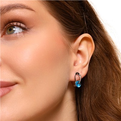 Серьги ювелирная бижутерия покрытие посеребрение, вставка: фианиты, цвет: голубой, арт.314.306