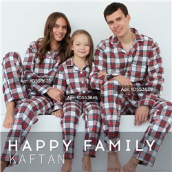 Пижама для девочки новогодняя из фланели (рубашка и брюки) KAFTAN, размер 30 (98-104 см), красно-белая