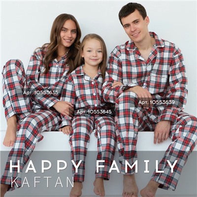 Пижама для девочки новогодняя из фланели (рубашка и брюки) KAFTAN, размер 30 (98-104 см), красно-белая