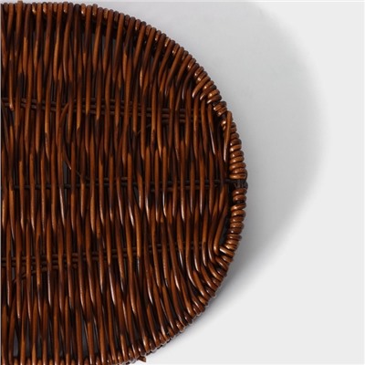 Корзинка для фруктов и хлеба Доляна «Огайо», 31×21×5 см, пластик, плетёная, овальная, коричневая