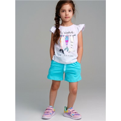 Комплект трикотажный для девочек: фуфайка (футболка), шорты