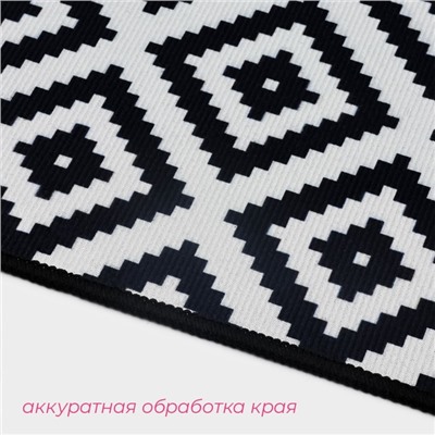 Коврики для ванной и туалета Доляна «Грета», 2 шт: 50×80, 40×50 см, цвет чёрно-белый