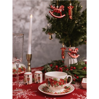 Набор для специй новогодний Доляна «Сказочный бал.Щелкунчик», 2 предмета: солонка, перечница 50 мл, 4.5×6.5, доломит, белый