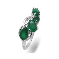 Кольцо из серебра зеленый агат, Царство