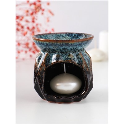 Аромалампа для эфирных масел «Узоры и рельеф», керамика, коричневая, 8×8×8.4 см