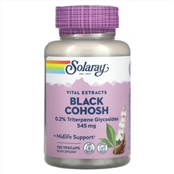 Solaray, Vital Extracts, черный кохош, 545 мг, 120 растительных капсул