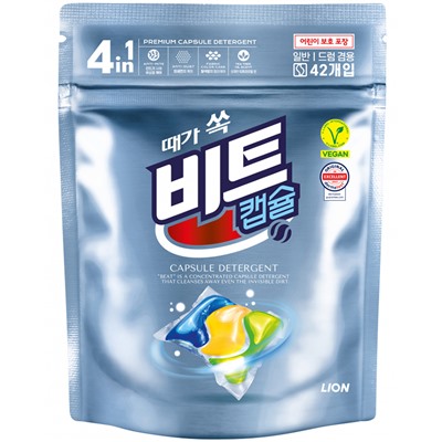 LION BEAT Capsule Средство для стирки жидкое в капсулах 42 шт