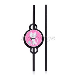 Набор посуды одноразовой "Гламурный кот" трубочки (10 шт)