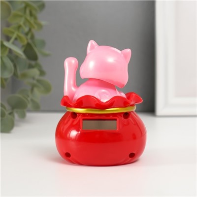 Маятник настольный антистресс «Счастливый кот в денежном мешке», пластик, белый, 7×7×9 см