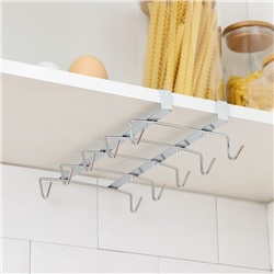 Держатель для кружек подвесной на 10 предметов Доляна, 27.5×14×6.5 см, серебристый