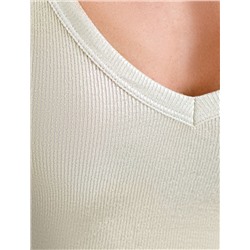 Футболка облегающая из хлопка в рубчик с V вырезом и матовым покрытием металлик