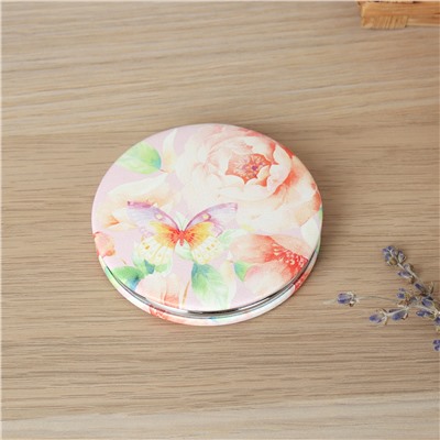 Зеркало карманное 7 см Цветы / PJ-8 /уп 12/480/