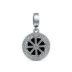 Подвеска-оберег из чернёного серебра с чёрным агатом - Коловрат (Светлый, солнечный символ, который сопровождал славян в их славных делах и полит кровью и потом ушедших поколений, отстоявших родную зе 5102003 Коловрат