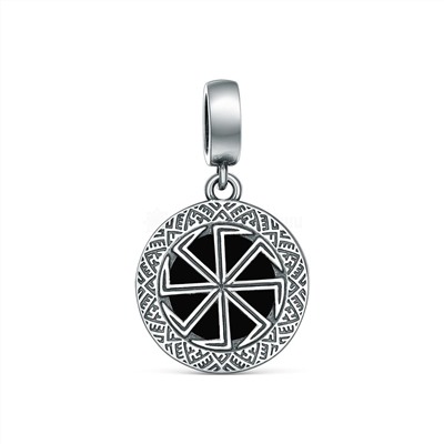 Подвеска-оберег из чернёного серебра с чёрным агатом - Коловрат (Светлый, солнечный символ, который сопровождал славян в их славных делах и полит кровью и потом ушедших поколений, отстоявших родную зе 5102003 Коловрат