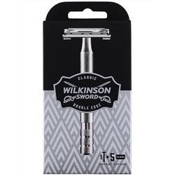 Станок для бритья Классический Т-образный Wilkinson Sword/ Schick Classic Double Edge Premium(+ 5 двусторонних лезвия, Pillar Box)