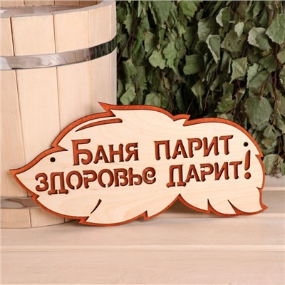 Табличка для бани и сауны «Баня парит, здоровье дарит!», 30×16 см, деревянная, «Добропаровъ»