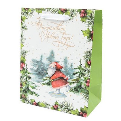 Пакет бумажный 18х23х10 см "Новый Год" с атлас.лент.,ламинированный NFYS 03 Stilerra
