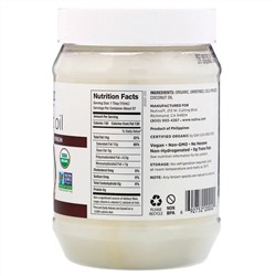 Nutiva, Натуральное очищенное кокосовое масло, 29 жидких унций (858 мл)