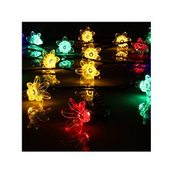 Гирлянда «Нить», 4.5 м, уличная, с насадками «Цветок», IP44, 30 LED, 2 режима, солнечная батарея, тёмная нить, свечение мульти