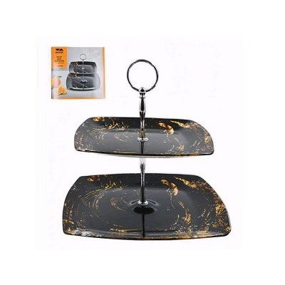 Фруктовница 2-х ярусная 19,5*24,5см квадр ОНИКС стекло S4200T/M2-DD336