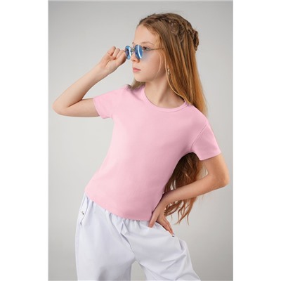 Футболка для девочки в рубчик из рибаны Happyfox