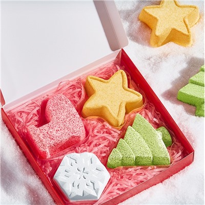 Новогодний набор бомбочек для ванны Sadoer, 4 штуки по 100 гр.