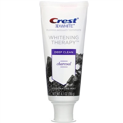 Crest, 3D White, отбеливающая зубная паста против кариеса с фтором, зубной пастой, древесным углем и бодрящей мятой, 4,1 унции (116 г)