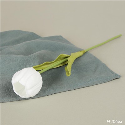 Цветок искусственный Тюльпан 32 см белые / GR-056 /уп 10/1200/латекс