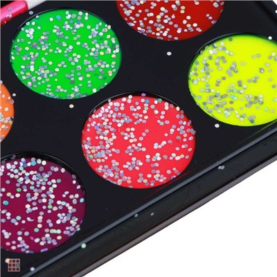 Набор грима, люминесцентный, 8цв., аппликатор, 19,5х17,5см, масляный грим