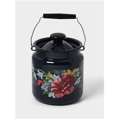 Бидон эмалированный «Апрель», 3 л, с ручкой и крышкой, чёрный