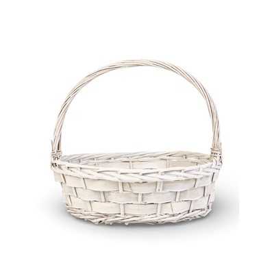 Корзина плетёная для хранения Alba, с ручкой, белая, набор 2 шт.