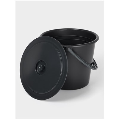 Ведро с крышкой «Дачное», 10 л, d=30 см, h=25.5 см, чёрное
