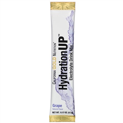 California Gold Nutrition, HydrationUP, смесь для приготовления электролитического напитка, виноград, 20 пакетиков, 4,7 г (0,17 унции) в каждом