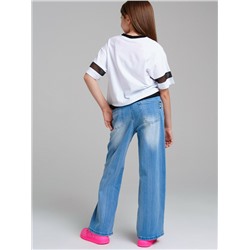 Брюки текстильные джинсовые для девочек