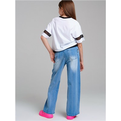 Брюки текстильные джинсовые для девочек