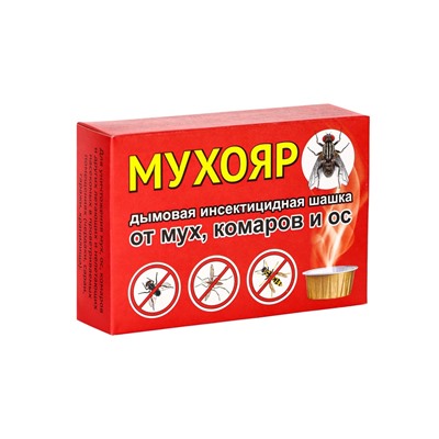 Дымовая инсектицидная шашка Мухояр от мух, комаров и ос, 50 г