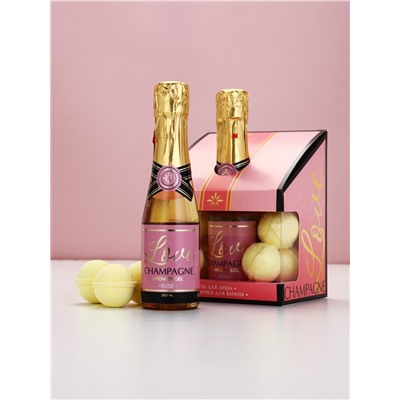 Подарочный набор: гель для душа шампанское и бомбочки для ванны, Чистое Счастье