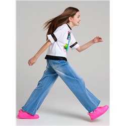 Брюки текстильные джинсовые для девочек