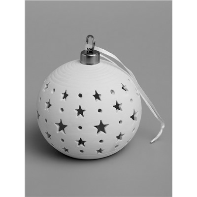 Ёлочный шар «Звёздное небо», 9×9×9.8 см, 1 LED, керамика, от батареек LR44×2, свечение тёплое белое