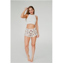Шорты женские домашние с рюшей котята кремовый (Кремовый)
