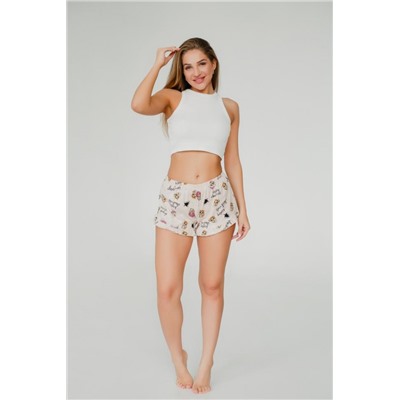 Шорты женские домашние с рюшей котята кремовый (Кремовый)