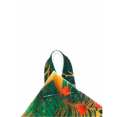 Набор для бани с принтом «С новым годом!», 5 предметов: шапка, рукавица, тапочки, коврик, портфель, зелёный, «Банная забава»