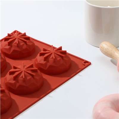 Форма для выпечки Доляна «Кристалл», силикон, 8 ячеек, 29×17×2.2 см, d=5.5 см, цвет коричневый