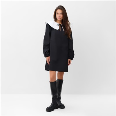 Платье мини женское с воротником MIST, размер 42, чёрное
