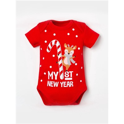 Боди детское «Крошка Я. Первый НГ», рост 80-86 см, красное